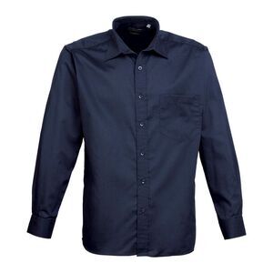Premier Mens Poplin Long-Sleeved Shirt / Navy